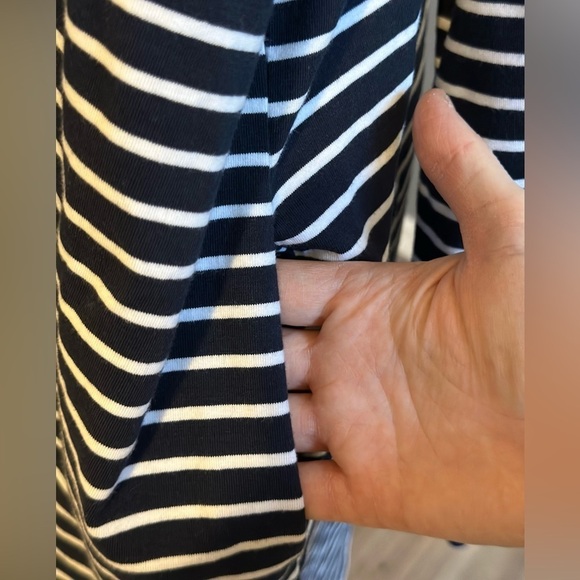 NEW Umgee Casual Striped Long Sleeve Cotton Shirt Dress Size Large Navy White - Picture 8 of 8